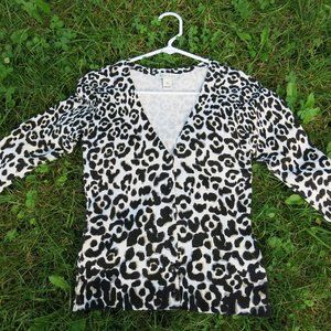 White House Black Market Animal Print Cardigan XS
